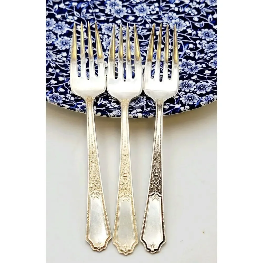 1847 Rogers Bros Ancestral Silverplate IS Set of 3 Salad Fork Discontinued